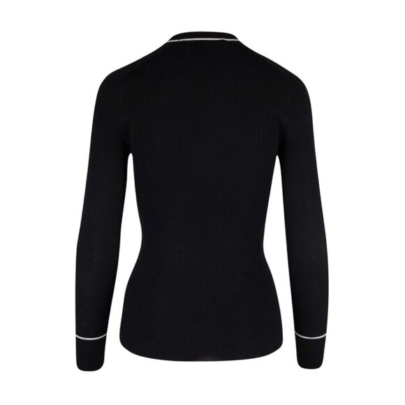 Veronica Beard Kinnie Ribbed Pullover Merino Wool Black Designer Sweater Size M - Picture 8 of 10